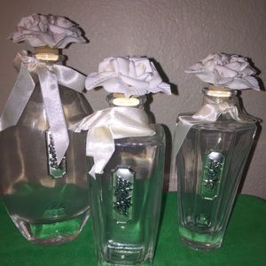 Cellini Elegant Glass Bottles Porcelain Flowers